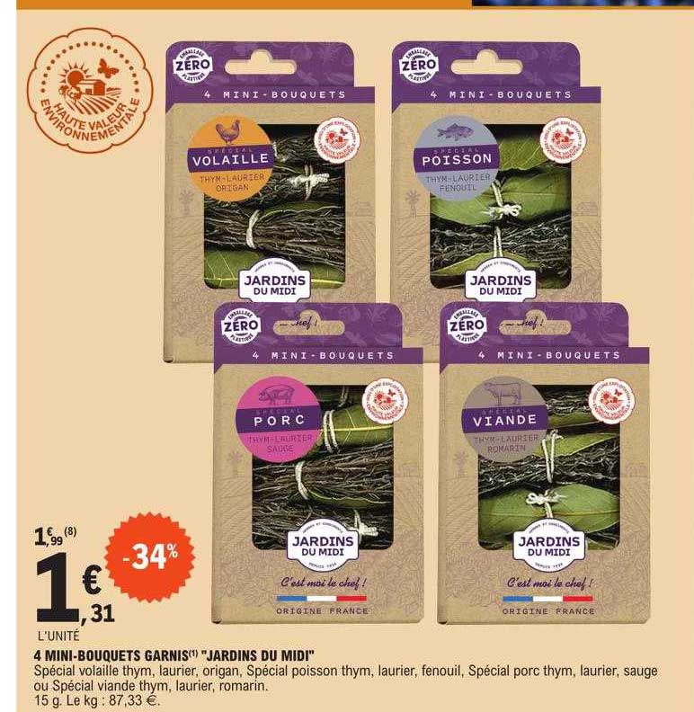 4 mini-bouquets garnis "jardins du midi"