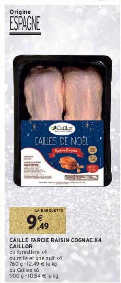 caille farcie raisin cognac x4 caillor