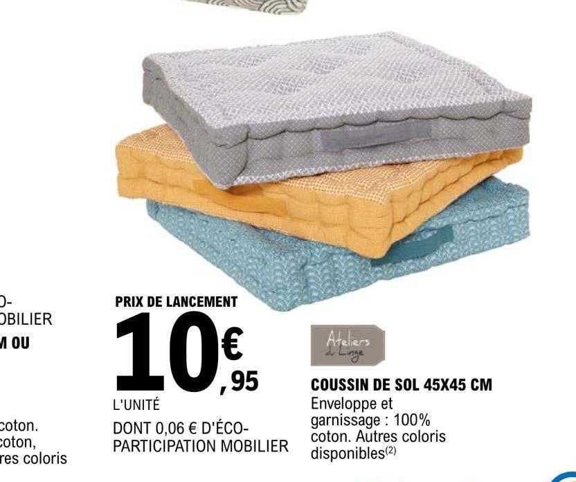 coussin de sol 45 x 45 cm ateliers de linge
