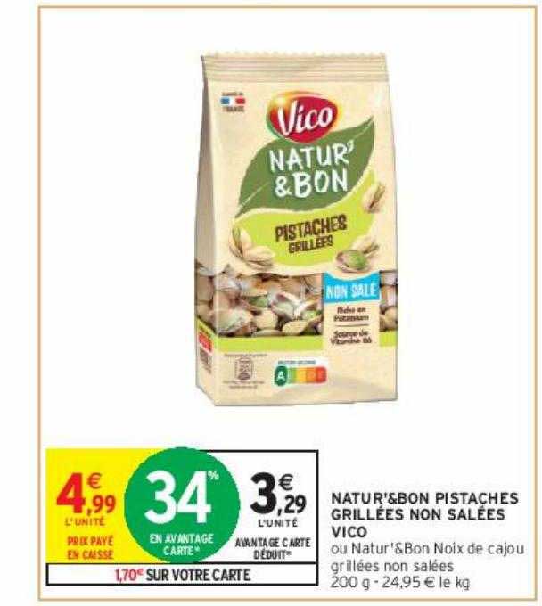 natur' & bon pistaches grillées non salées vico