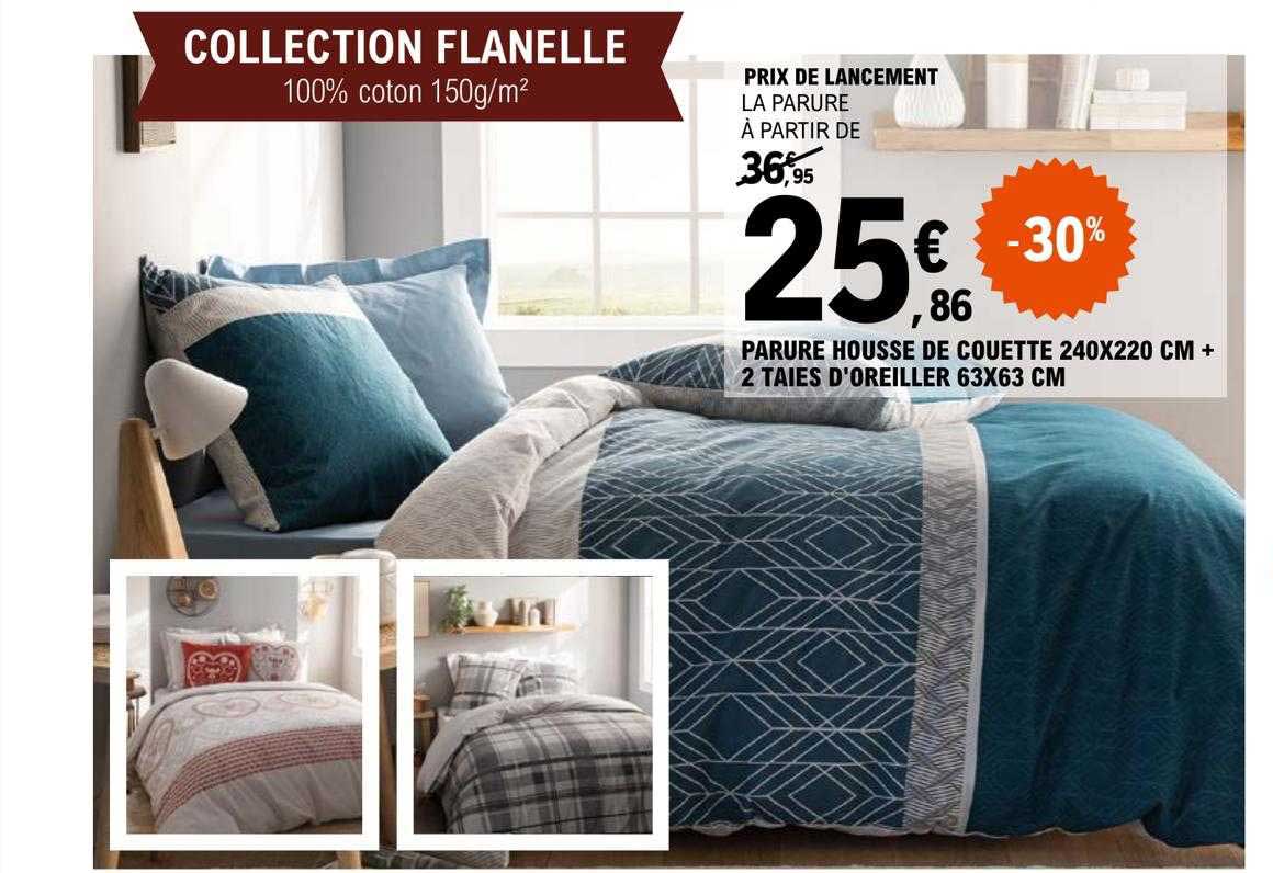 parure housse de couette 240 x 220 cm + 2 taies d'oreiller 63 x 63 cm