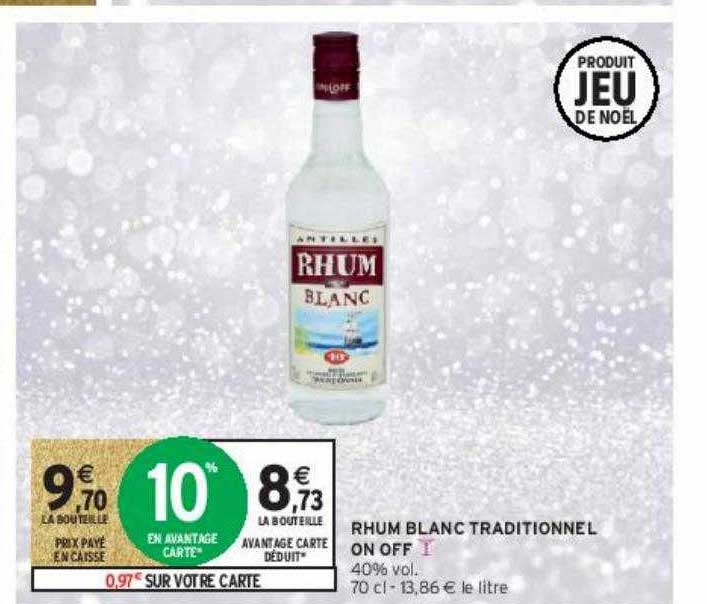 rhum blanc traditionnel on off