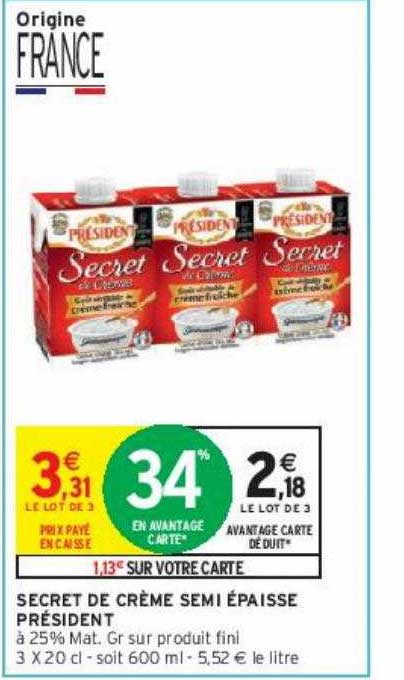 secret de crème semi épaisse président