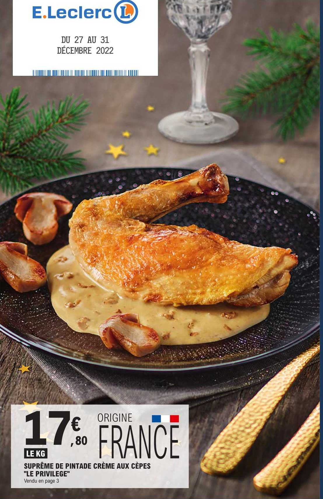 suprême de pintade crème aux cèpes "le privilège"