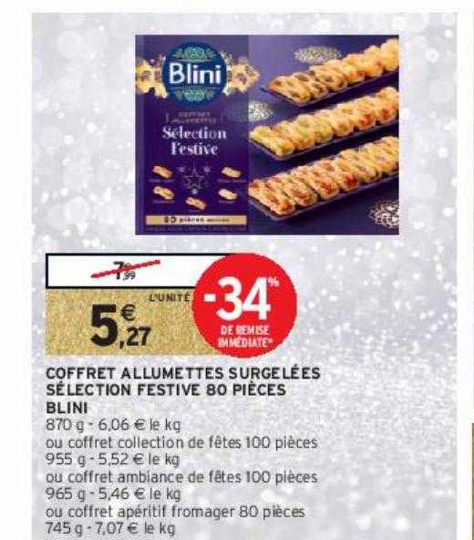 coffret allumettes surgelées sélection festive 80 pièces blini