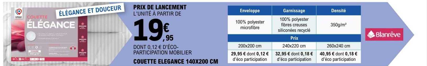 Couette élégance 140 X 200 Cm
