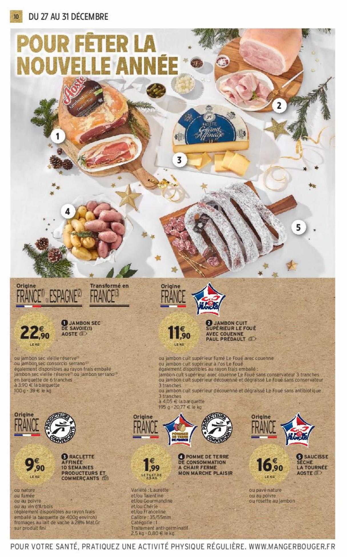 jambon sec de savoie aoste, jambon cuit supérieur le foué avec couenne paul prédault, raclette affinée 10 semaines producteurs et commerçants, pomme de terre de consommation à chair ferme