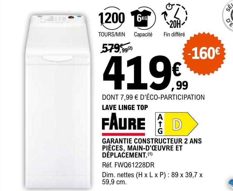 lave linge top faure