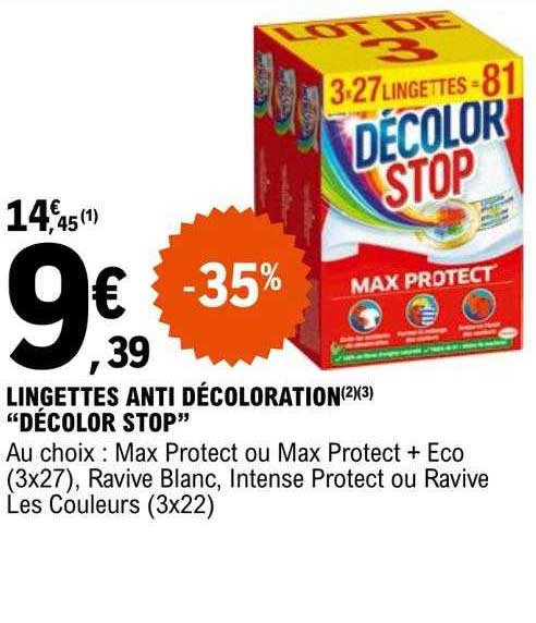 lingettes anti décoloration "décolor stop"