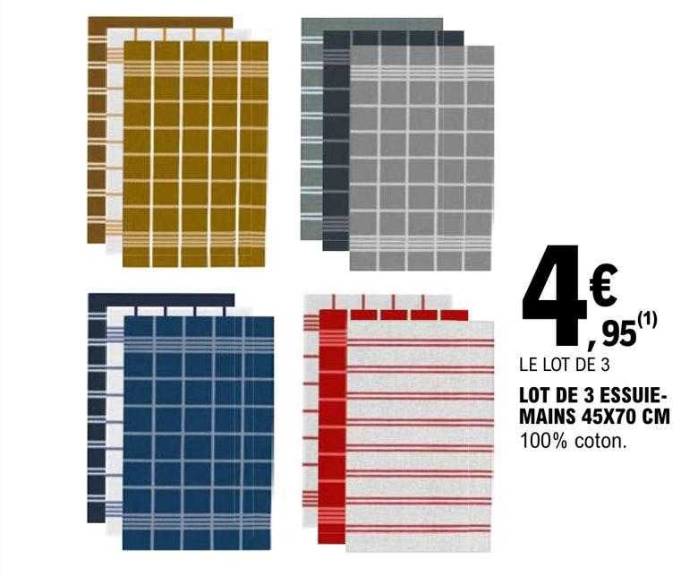 Lot De 3 Essuie-mains 45 X 70 Cm