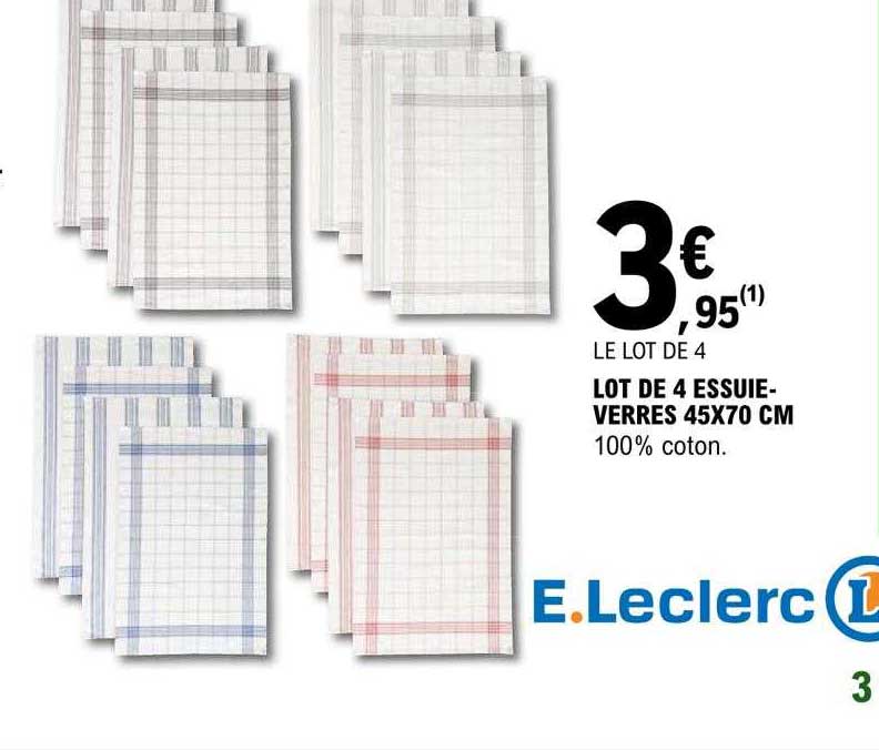 lot de 4 essuie-verres 45 x 70 cm