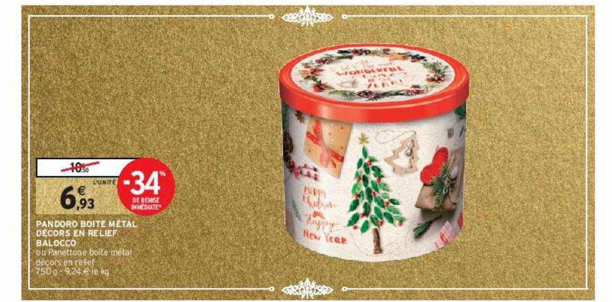 pandoro boîte métal décors en relief balocco