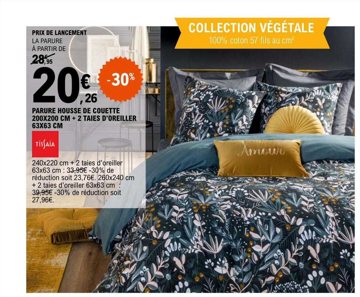 parure housse de couette + 2 taie d'oreiller