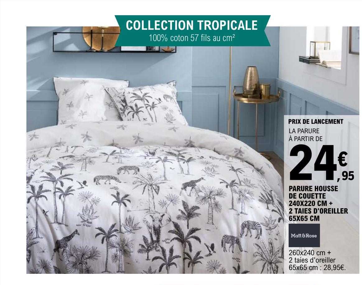 parure housse de couette 240 x 200 cm + 2 taies d'oreillers 65 x 65 cm matt & rose