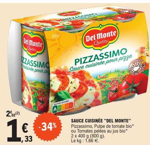 sauce cuisinée "del monte"