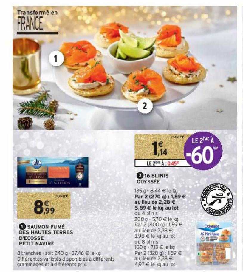 saumon fumé des hautes terres d'écosse petit navire, 16 blinis odyssée