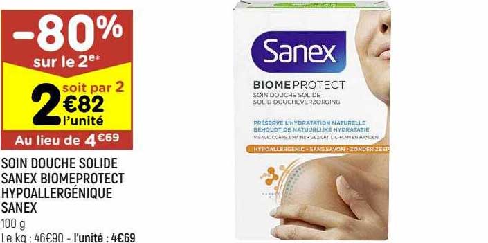 soin douche solide sanex biomeprotect hypoallergénique sanex