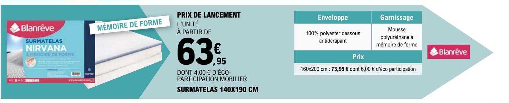 Surmatelas 140 X 190 Cm Blanrêve