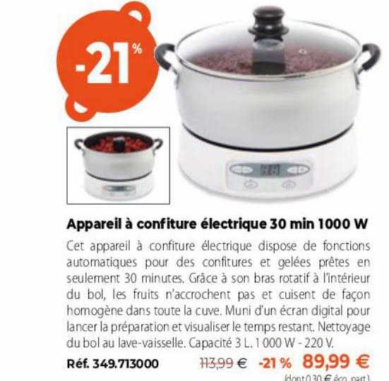appareil à confiture électrique 30 min 1000 w