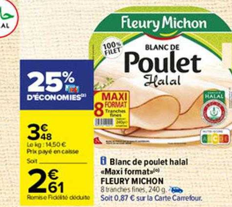 blanc de poulet halal «maxi format» fleury michon