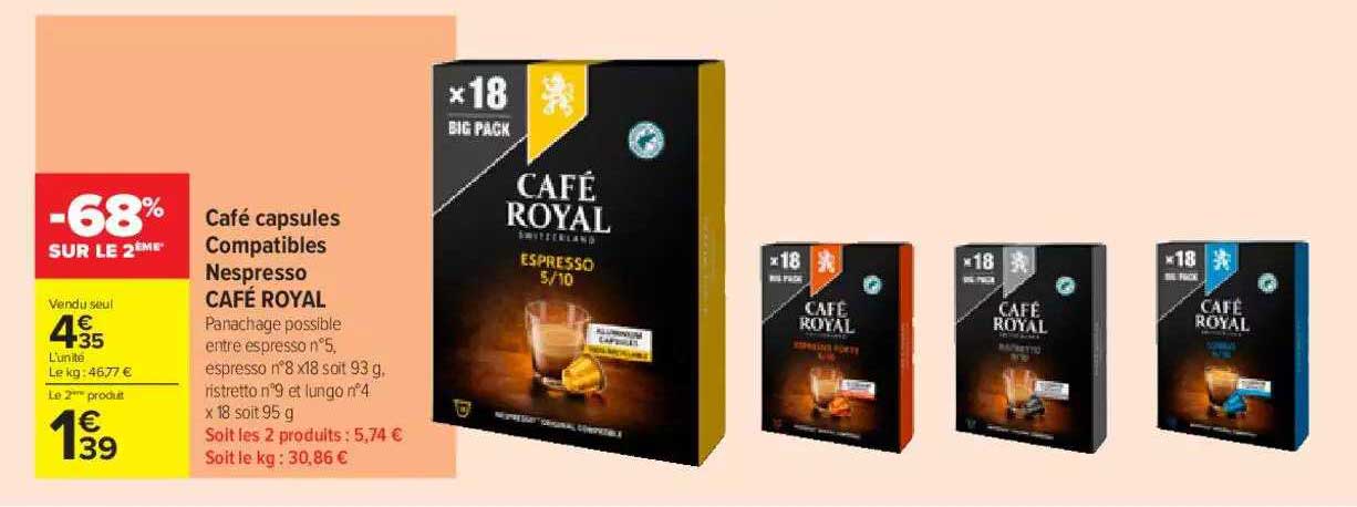 café capsules compatibles nespresso café royal