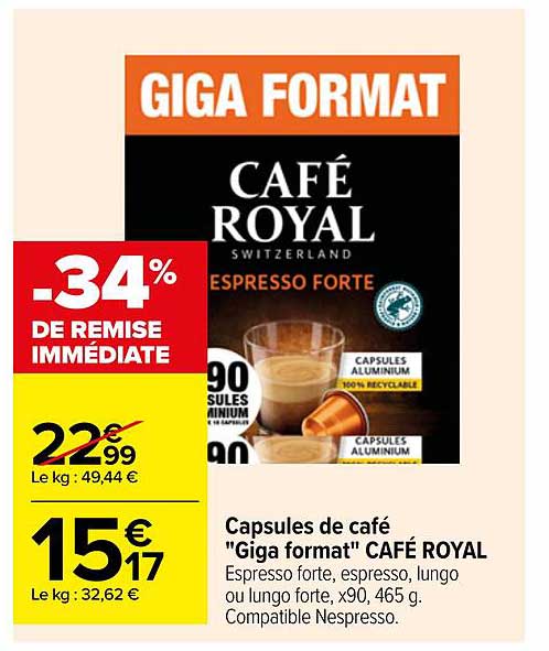 capsules de café "giga format" café royal