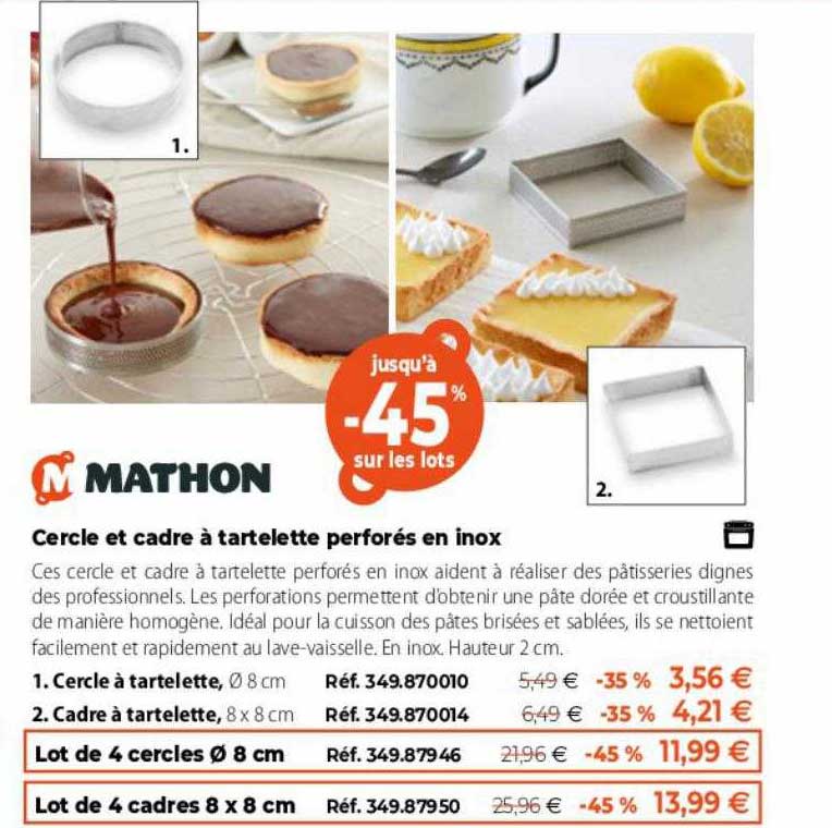cercle et cadre à tartelette perforés en inox mathon