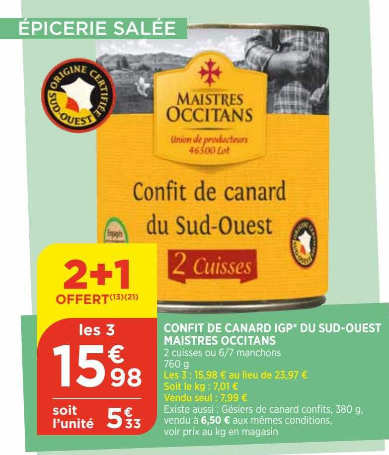 confit de canard igp du sud-ouest maistres occitans