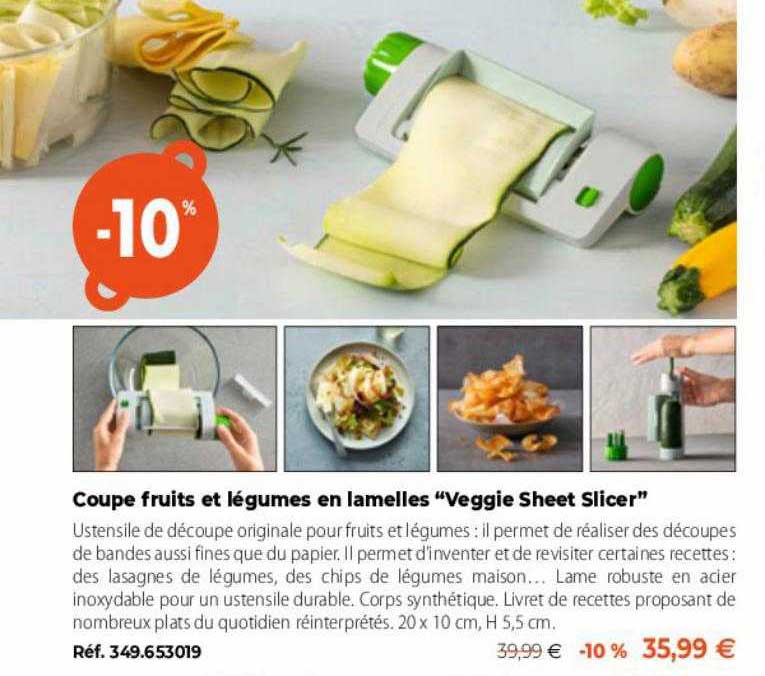 coupe fruits et légumes en lamelles "veggie sheet slicer"