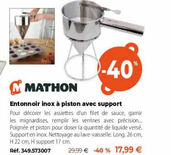 entonnoir inox à pisto avec support mathon