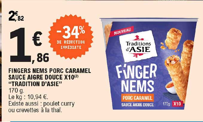 fingers nems porc caramel sauce aigre douce x10 "tradition d'asie"