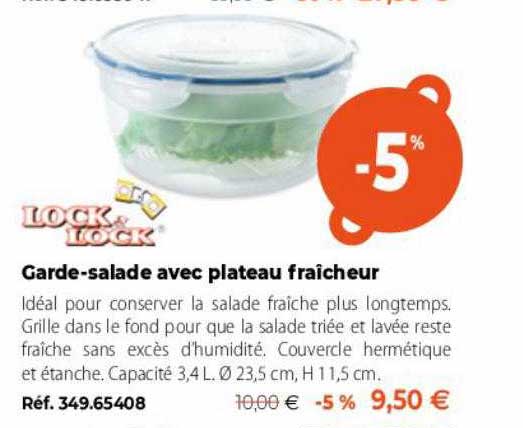 garde-salade avec plateau fraîcheur lock lock
