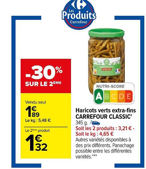 haricots verts extra-fins carrefour classic'