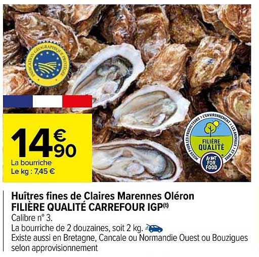 huîtres fines de claires marennes oléron filière qualité carrefour igp