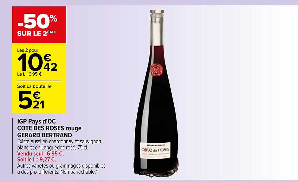 igp pays d'oc côte des roses rouge gerard bertrand