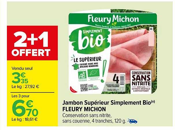 jambon supérieur simplement bio fleury michon