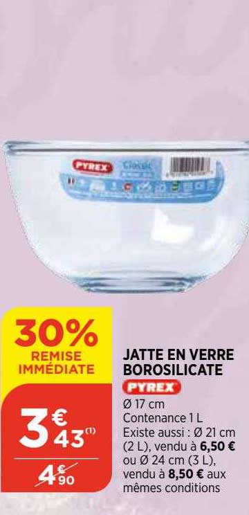 Jatte En Verre Borosilicate Pyrex