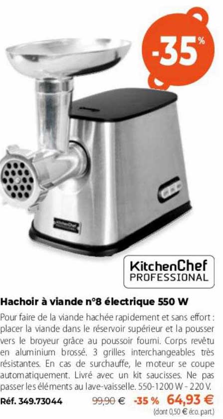 kitchenchef hachoir à viande n° 8 électrique 550 w