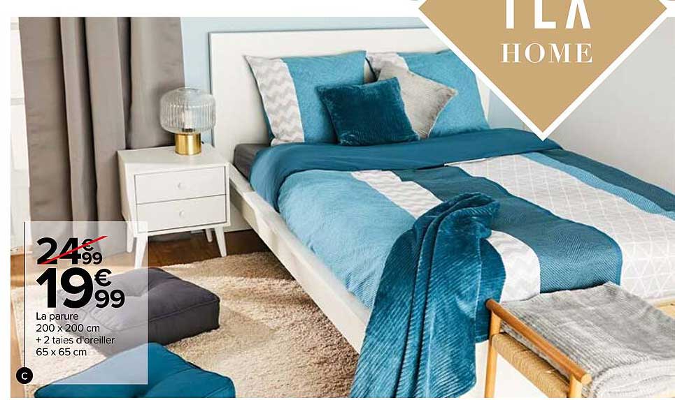 la parure 200 x 200 cm + 2 taies d'oreiller 65 x 65 cm