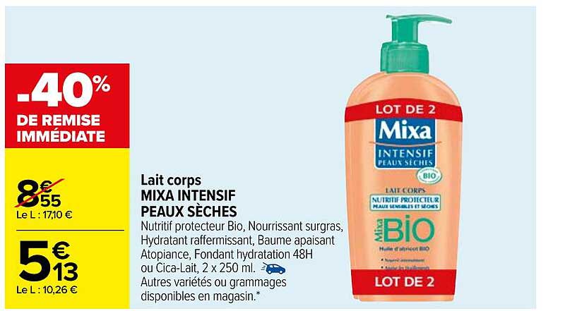 lait corps mixa intensif peaux sèches