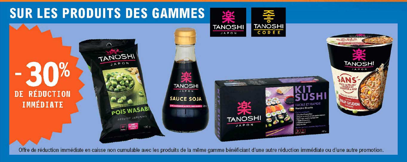 les produits des gamme tanishi japon, tanoshi corée