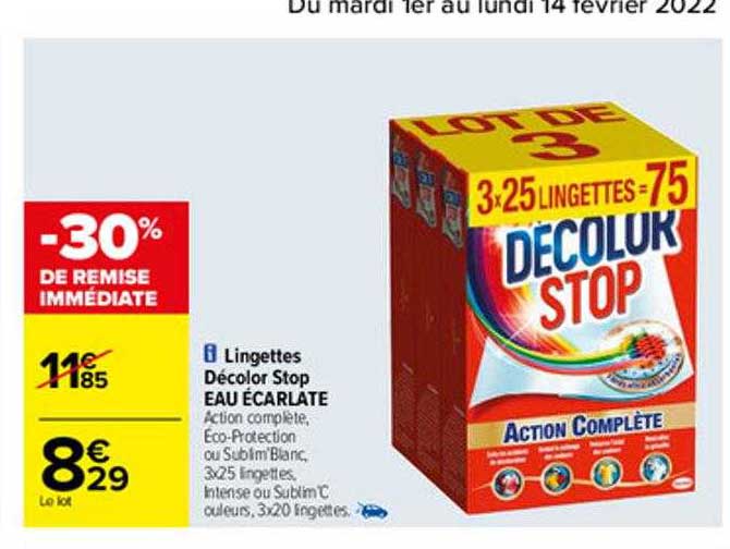 lingettes décolor stop eau écarlate
