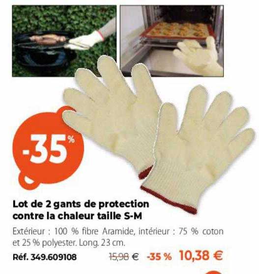 lot de 2 gants de protection contre le chaleur taille s-m