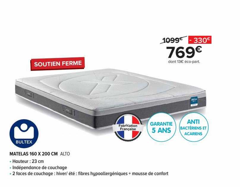 matelas 160 x 200 cm alto bultex