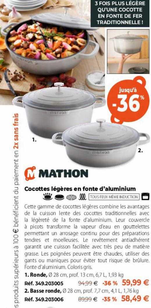 mathon cocottes légères en fonte d'aluminium