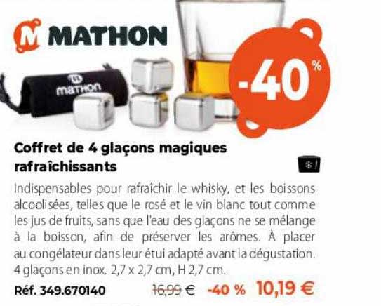 mathon coffret de 4 glaçons magiques rafraîchissants