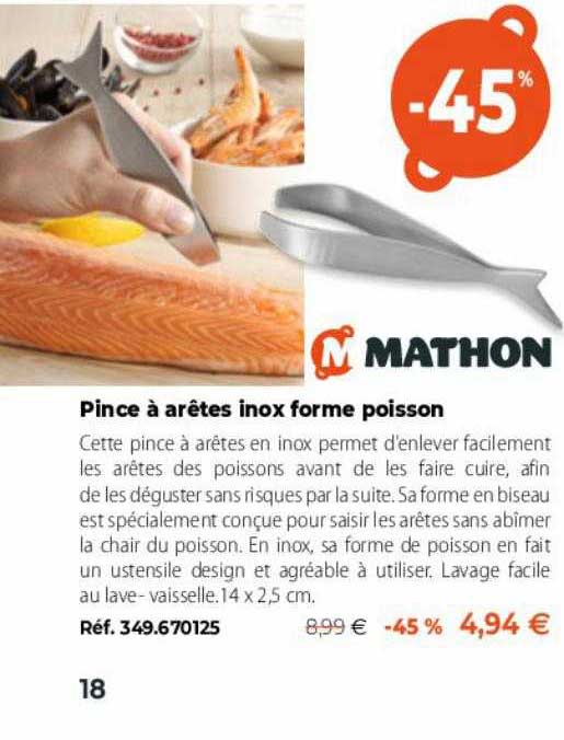 mathon pince à arêtes inox forme poisson
