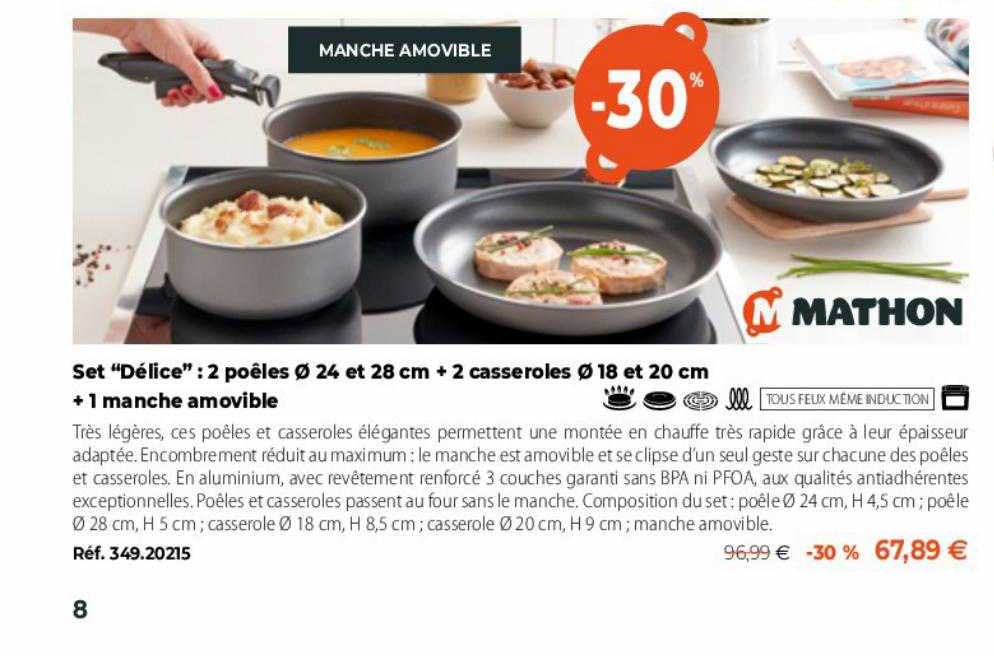 Mathon Set "délice": 2 Poêles ø 24 Et 28 Cm + 2 Casseoles ø 18 Et 20 Cm Mathon