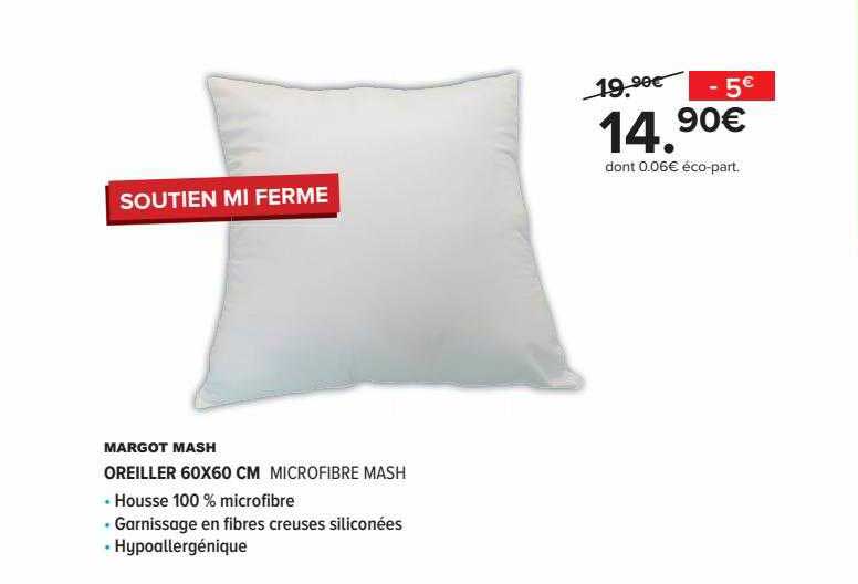oreiller 60 x 60 cm microfibre mash margo mash
