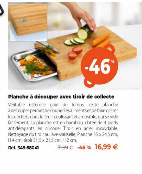 planche à découper aver tiroir de collecte